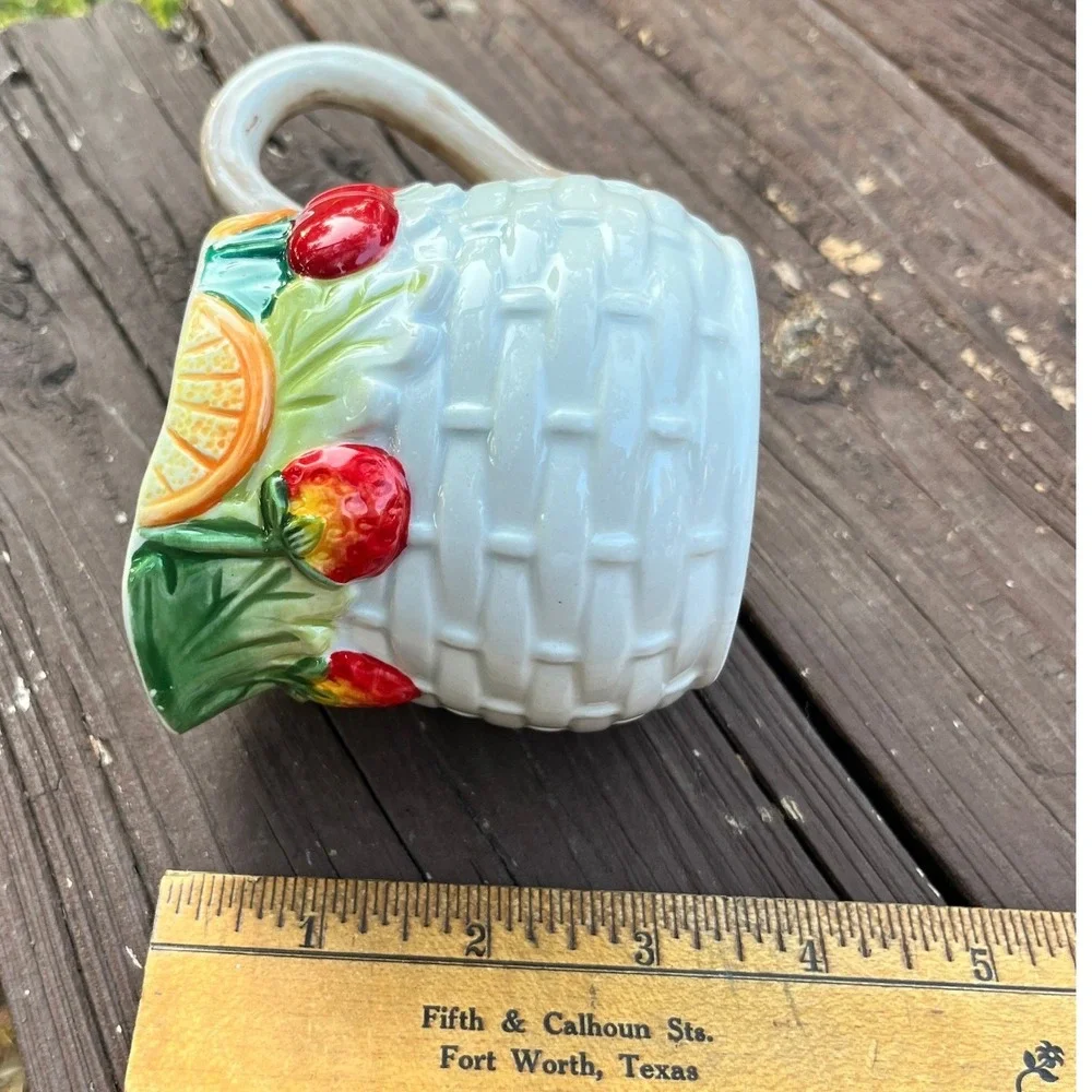 Corner Ruby Tropical Fruit Collection Creamer and Sugar Bowl Set‎ Hand Painted